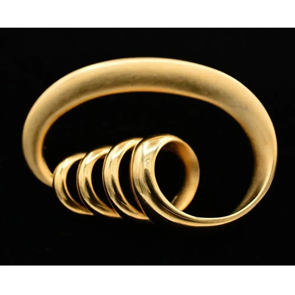 Vintage Abstract Twist Pin Brooch Brushed Gold Matte Shiny Chunky Heavy BinAT